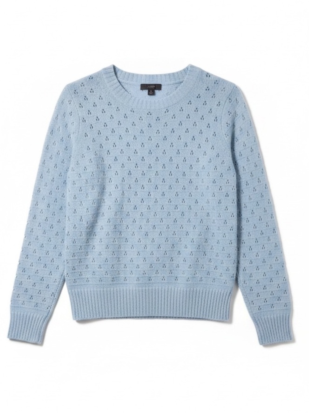 J. Crew Lightweight Pointelle Crewneck Sweater Light Blue NWOT Wool Alpaca Blend